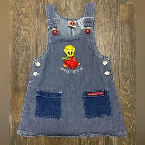 Vintage Tweet Bird Apple Pickin Overall dress